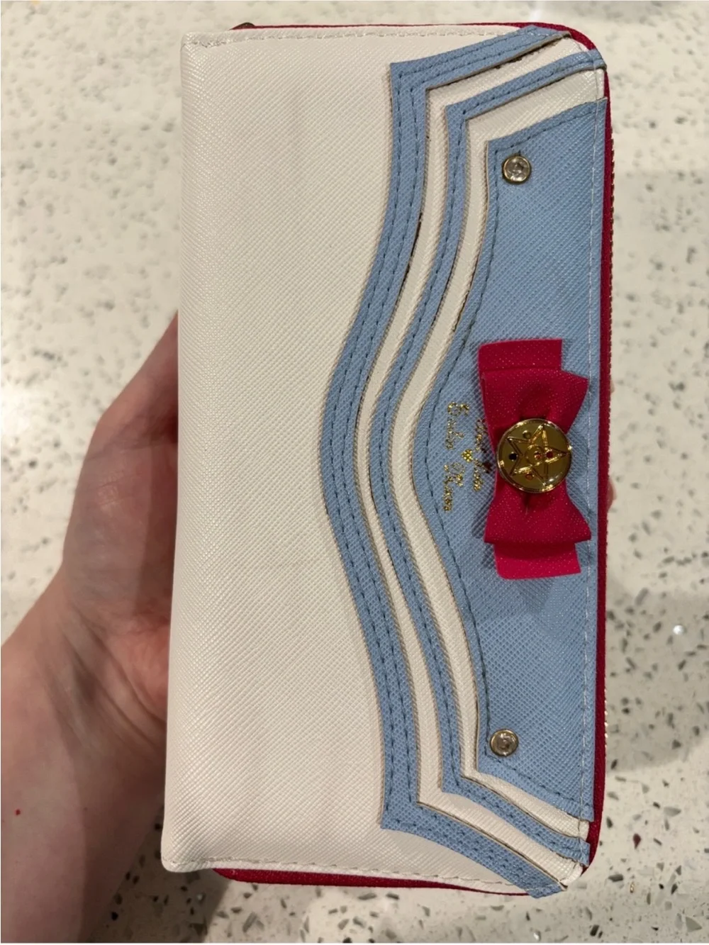 NEW Sailor Moon Zip Wallet - White & Light Blue with Pink Trim